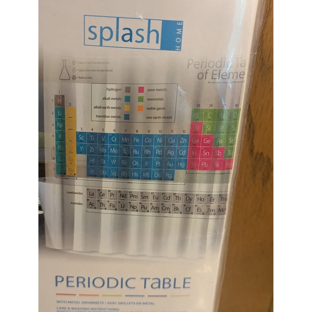 New Periodic Table of Elements Shower Curtain Eco Friendly 70x72 Chemistry Fun